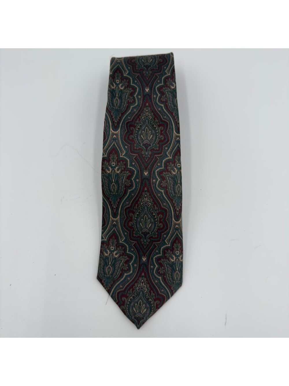 Lands’ End Direct Merchants Men’s Necktie Maroon/Green/Blue 90’s Office